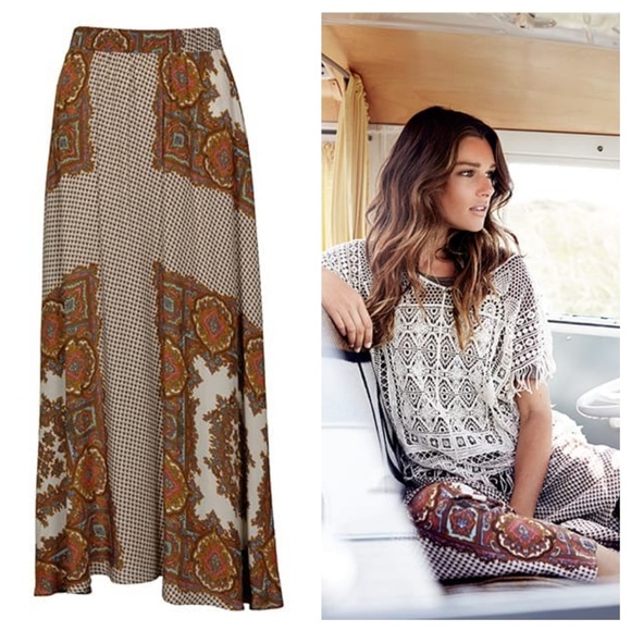 IMITZ Dresses & Skirts - IMITZ boho Print brown and creme Maxi skirt, OS